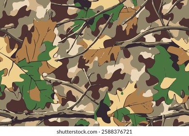 Hunting camouflage with tree for hunting and military. Hunting camouflage seamless pattern design. Vector hunting camo background