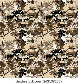 Hunting camouflage with tree for hunting and military. Hunting camouflage seamless pattern design. Vector hunting camo background