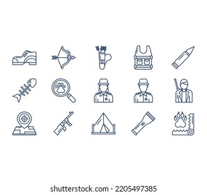 Hunting and campfire icon set