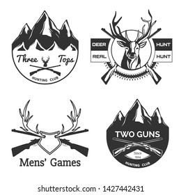 Hunting and camping labels.Vector illustration.
