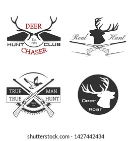 Hunting and camping labels.Vector illustration.