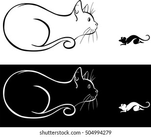 Hunting cat and a mouse