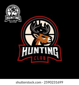 Hunting club badge logo with deer in target