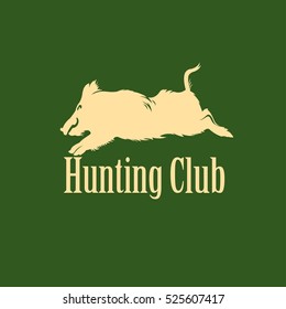  Hunting Club Emblem with Wild Hog. Vector Illustration for your club.