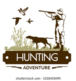 Hunting Club retro label isolated on white background.Vector illustration.