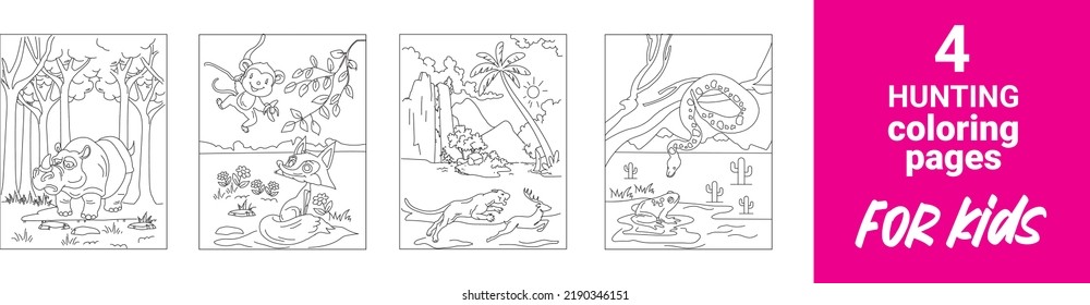 hunting-coloring-pages-coloring-pages-kids-stock-vector-royalty-free