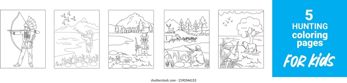 hunting-coloring-pages-coloring-pages-kids-stock-vector-royalty-free