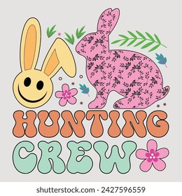 Hunting Crew Retro Easter Sublimation Vector Graphic Easter Sunday Design