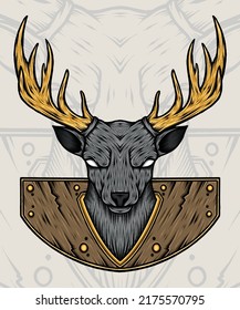 Hunting Deer Head. Premium vector
