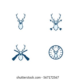 Hunting Deer Icon Logo Vector Set Element