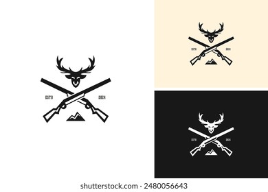 Hunting deer logo design vector illustration template idea