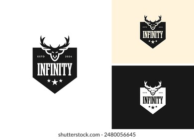 Hunting deer logo design vector illustration template idea