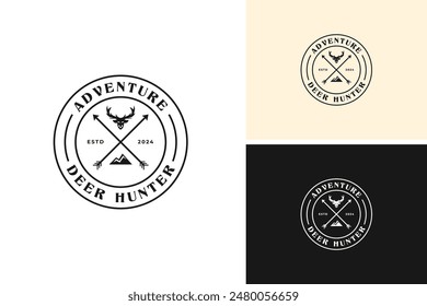 Hunting deer logo design vector illustration template idea