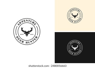 Hunting deer logo design vector illustration template idea