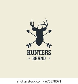 Hunting, Deer Silhouette Template Vector Design Logo, Sign, Icon