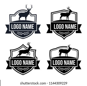 hunting deer sport badge emblem vector logo design template