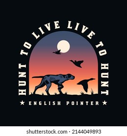 Hunting Dog English Pointer Bird Dog Emblem Badge