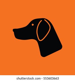 Hunting dog had  icon. Orange background with black. Vector illustration.