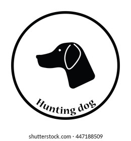 Hunting dog had  icon. Thin circle design. Vector illustration.