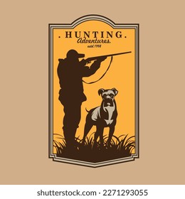 hunting with dog vector illustration
