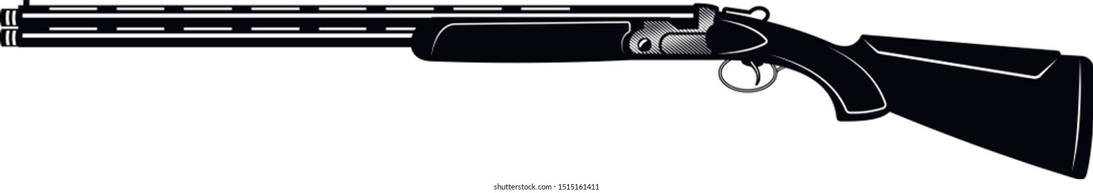 Hunting double-barrelled gun on a white background. Vector illustration.
