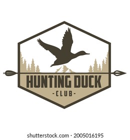 Hunting Duck Club Logo Vector Illustration.