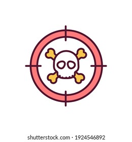 Jagd gefährdete Arten RGB Farbsymbol. Ziel für die Aufnahme. Gefahr des Verlustes an biologischer Vielfalt. Wilderei und illegale Jagd. Tiermissbrauch. Naturschutz Einzelne Vektorgrafik