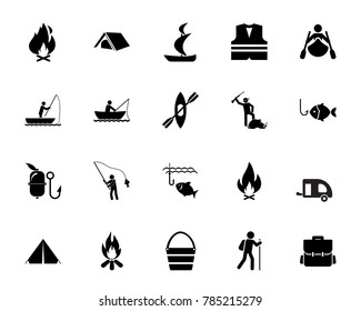 Hunting and fishing icon set