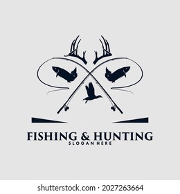 Hunting and Fishing logo design template