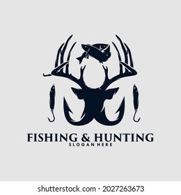 Hunting and Fishing logo design template