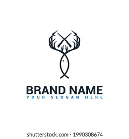 Hunting and fishing logo,deer and fish logo