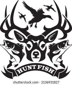 hunting and fishing vector background