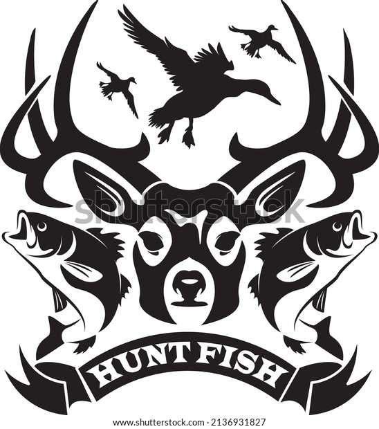 hunting and fishing vector\
background