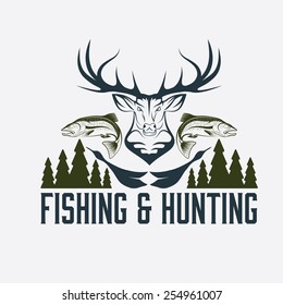 Hunting Fishing Vintage Emblem Vector Design Stock Vector (Royalty Free ...