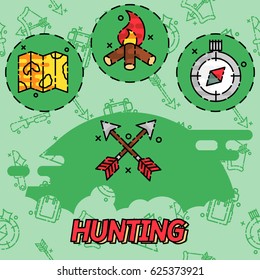 Hunting flat concept icons