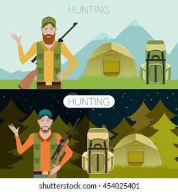 Hunting in the forest banner