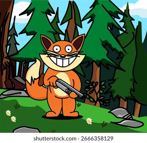 Hunting fox in the forest
