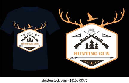 Hunting Gun T-shirt Design Vector Template