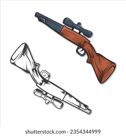 
Hunting gun vector design set