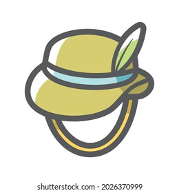 Jagdhut mit Feder Vektorsymbol Cartoon-Illustration.
