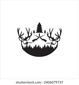 Hunting  Head Deer  Illustration badge logo vector