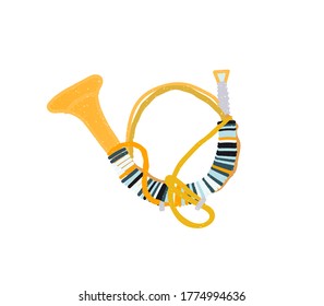 hunting horn cartoon stock vector illustration