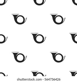 Hunting horn icon in black style isolated on white background. Hunting pattern stock vector illustration.