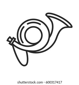 Hunting horn vector icon in simple outline style. This icon are perfect for your websites and applications.