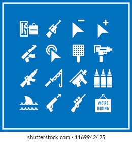hunting icon. 16 hunting vector set. ammunition, shark, hiring and pointer icons for web and design about hunting theme