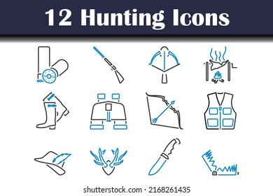 Jagen-Symbol-Set. Bearbeitbare, fette Rahmenlinie mit Farbfülldesign. Vektorgrafik.