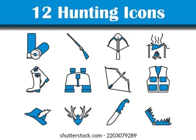 Jagen-Symbol-Set. Flaches Design. Vollständig bearbeitbare Vektorgrafik. Text wurde erweitert.