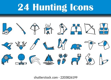Jagen-Symbol-Set. Flaches Design. Vollständig bearbeitbare Vektorgrafik. Text wurde erweitert.