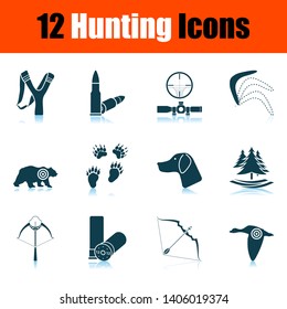 Jagen-Symbol-Set. Schattenreflektionsdesign. Vektorgrafik.