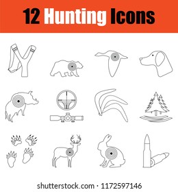 Hunting icon set. Thin Line design. Vector illustration.